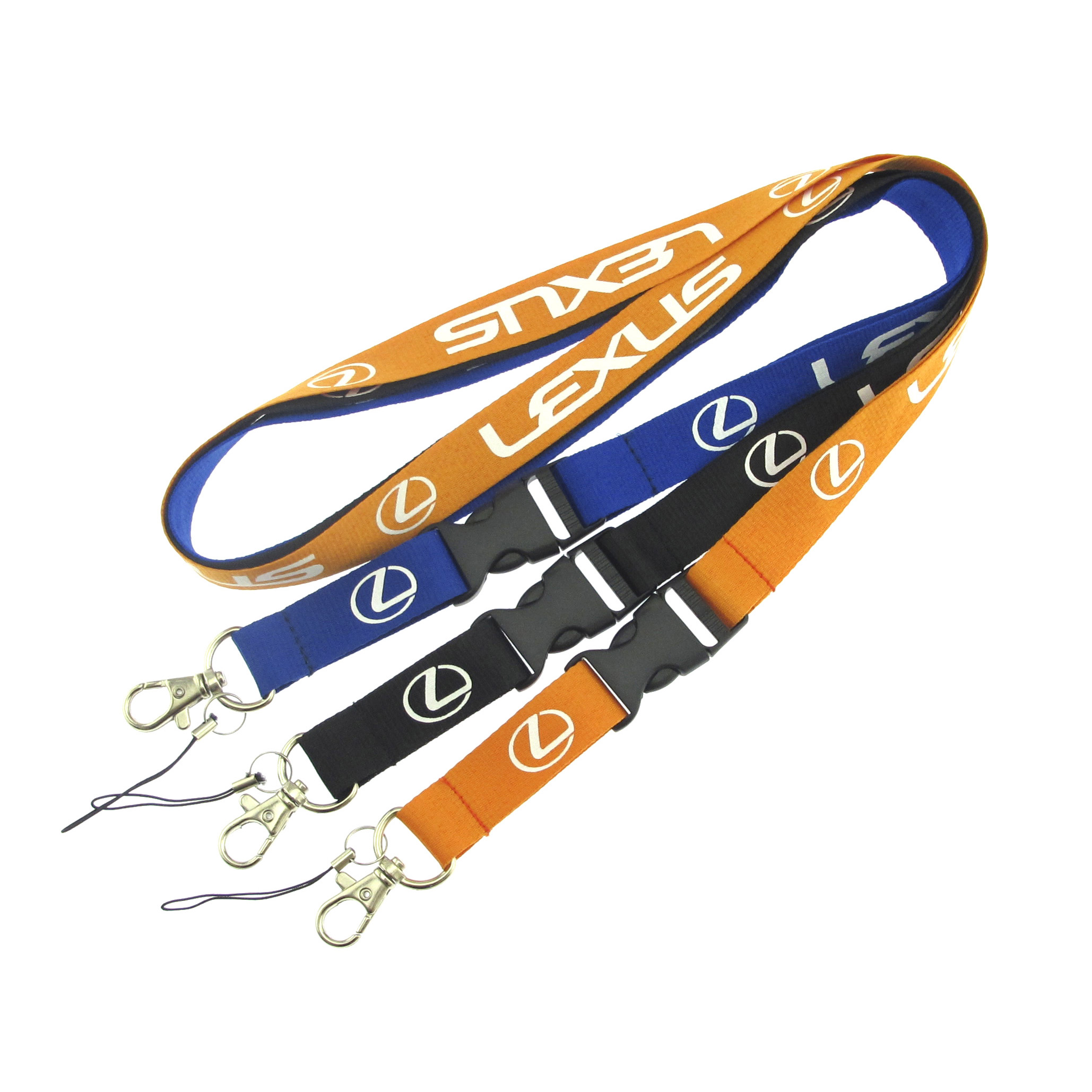 custom cheap screen printing metal keychain polyester branded lanyard