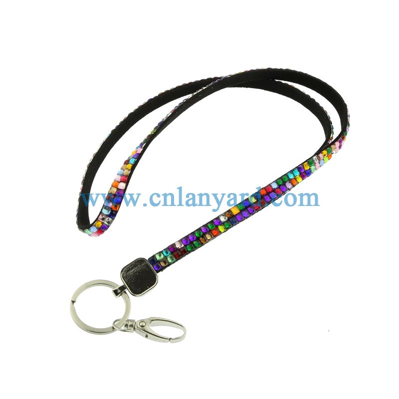 Rhinestone Bling Crystal Key Chain Lanyard Neck ID Badge Cell Phone Holder