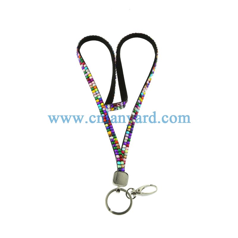 Rhinestone Bling Crystal Key Chain Lanyard Phone Holder ID Badge