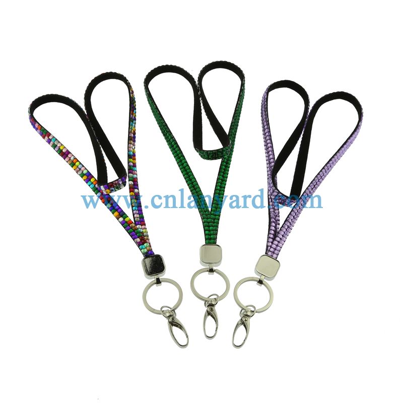 Rhinestone Bling Crystal Key Chain Lanyard Phone Holder ID Badge