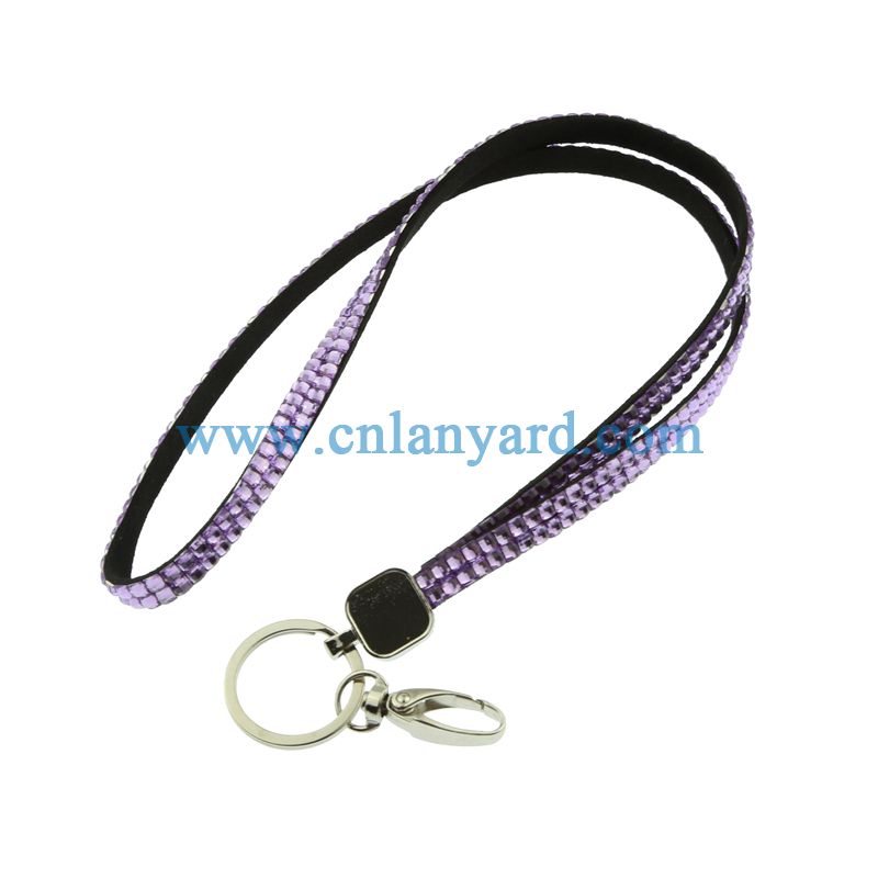 Fashion Rhinestone Bling Id Holder Key Chains Ribbon Rhanyard 
