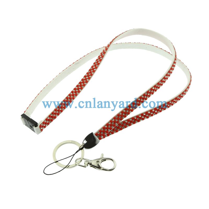 Fashion Rhinestone Bling Id Holder Key Chains Ribbon Rhanyard 