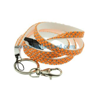 New Rhinestone Lanyard Necklace with Key Ring Clasp ID Badge Holder Bling