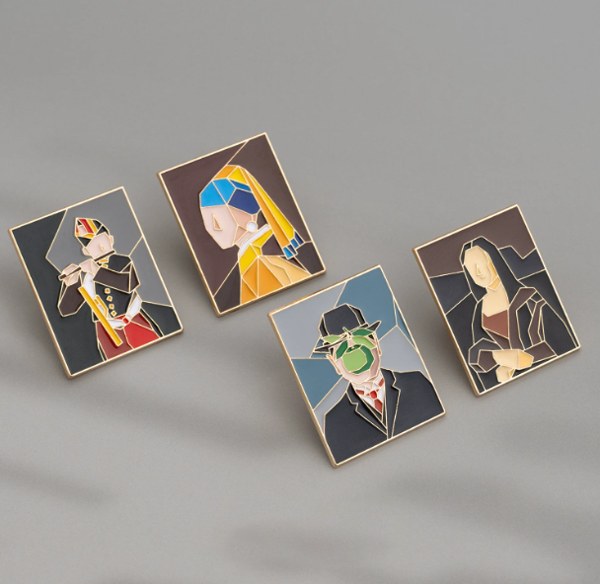 Custom Vintage Famous Painting Enamel Pins detail 1 Custom Vintage Famous Painting Enamel Pins detail 1