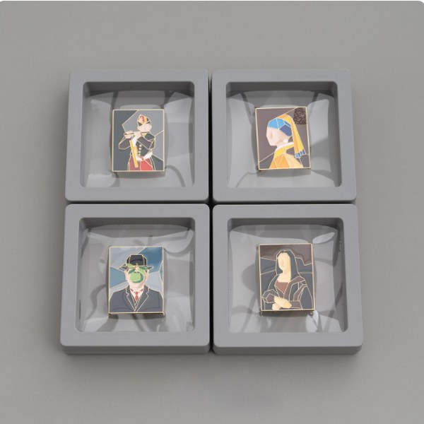 Custom Vintage Famous Painting Enamel Pins detail 3 Custom Vintage Famous Painting Enamel Pins detail 3