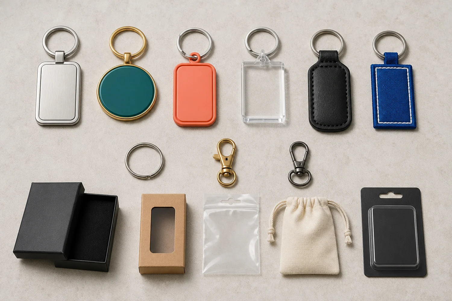 Custom keychain materials logo processes and attachments
