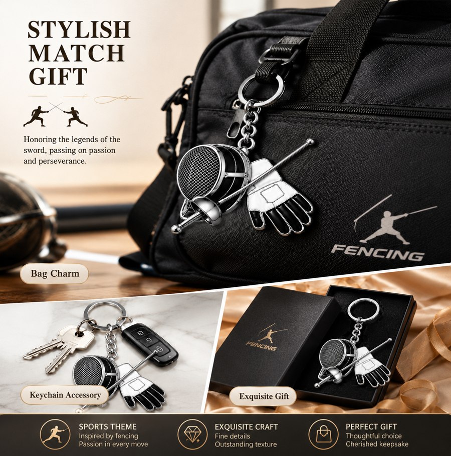 Custom Fencing Zinc Alloy Keychain product detail 5 Custom Fencing Zinc Alloy Keychain product detail 5