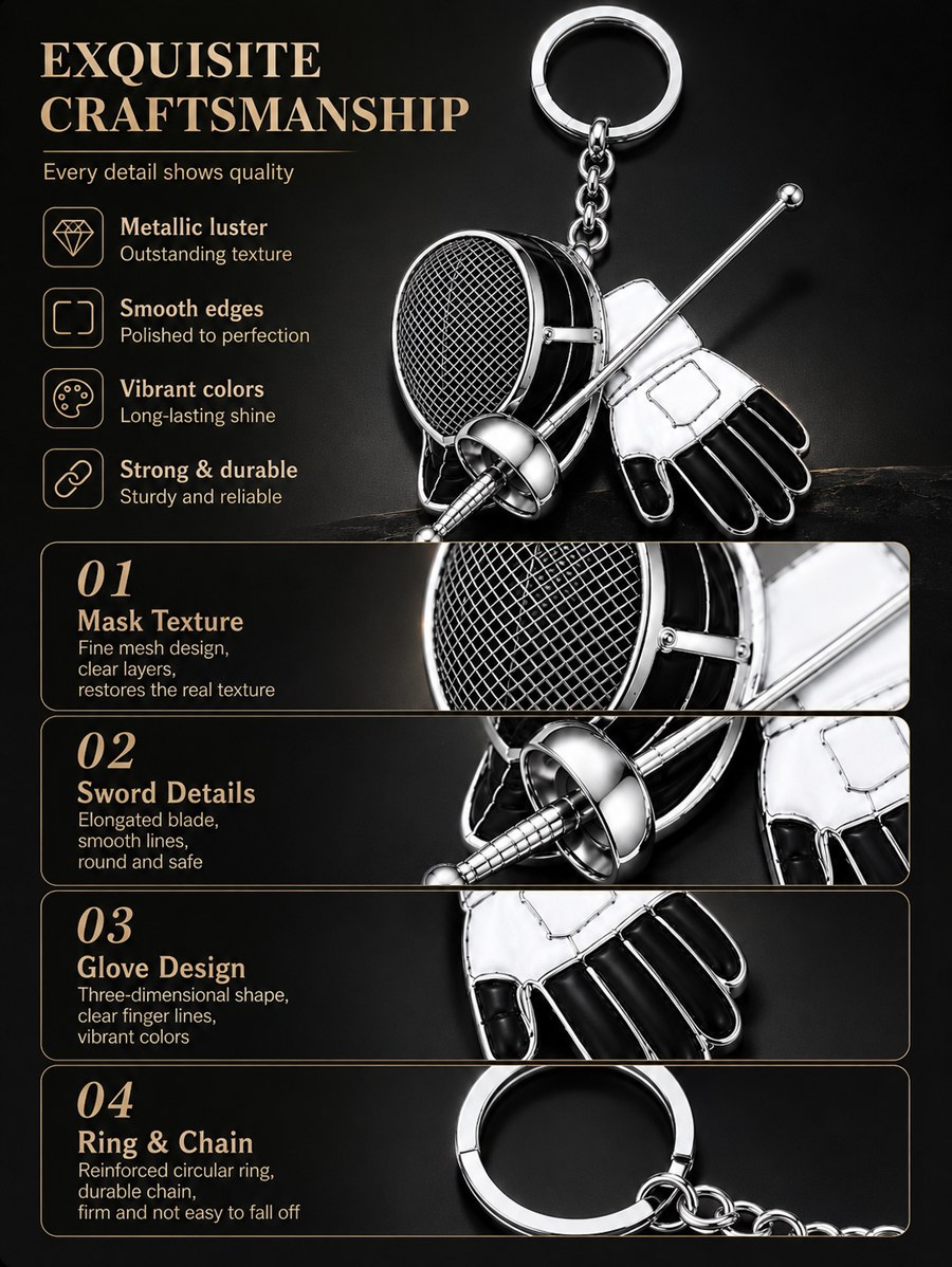Custom Fencing Zinc Alloy Keychain product detail 6 Custom Fencing Zinc Alloy Keychain product detail 6