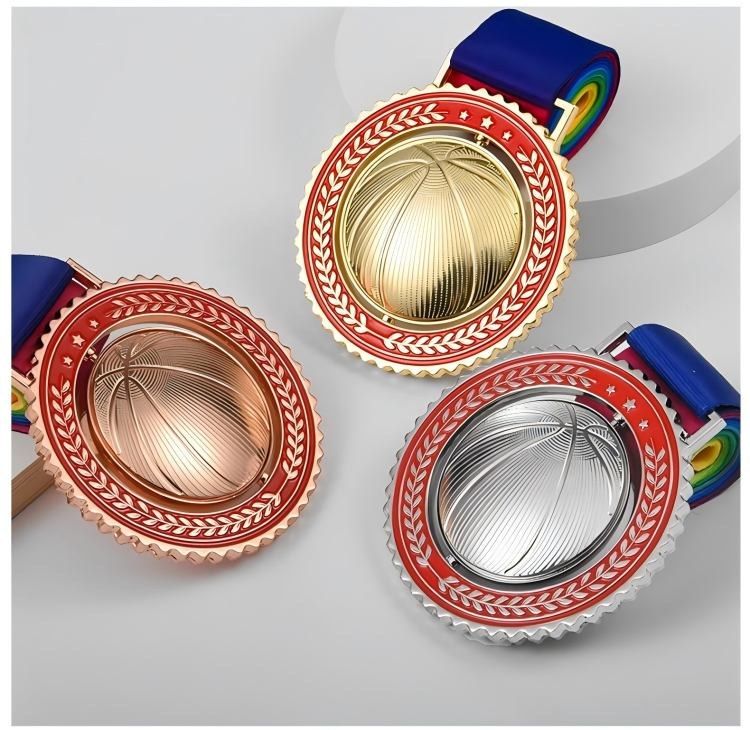 Custom rotatable medals with ball center inserts Custom rotatable medals with ball center inserts