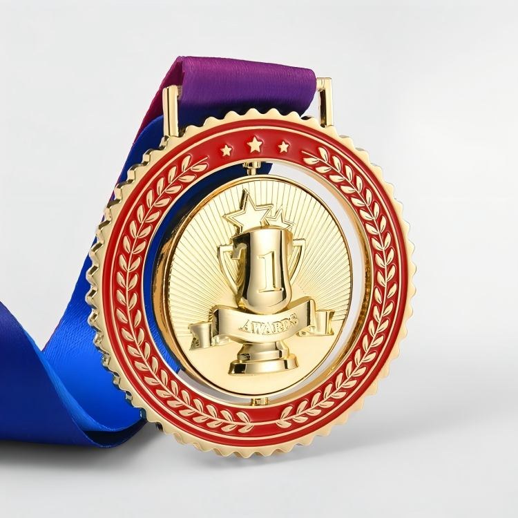Custom trophy themed rotatable medal Custom trophy themed rotatable medal