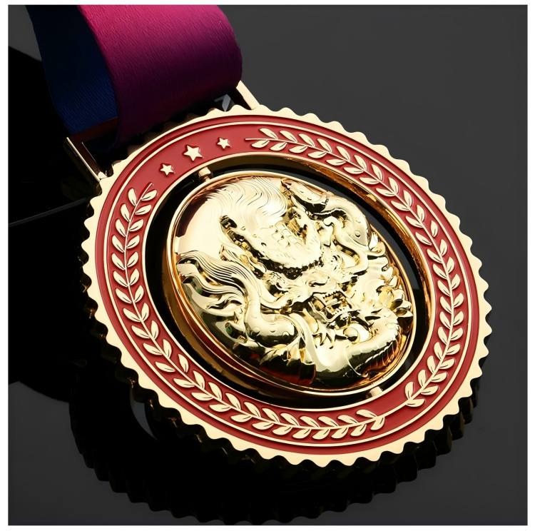 Custom dragon artwork rotatable medal Custom dragon artwork rotatable medal