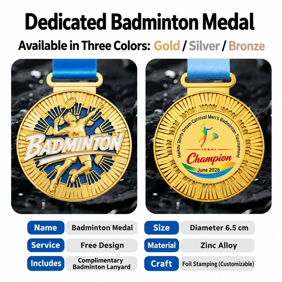 Custom sports medal size material and color specifications