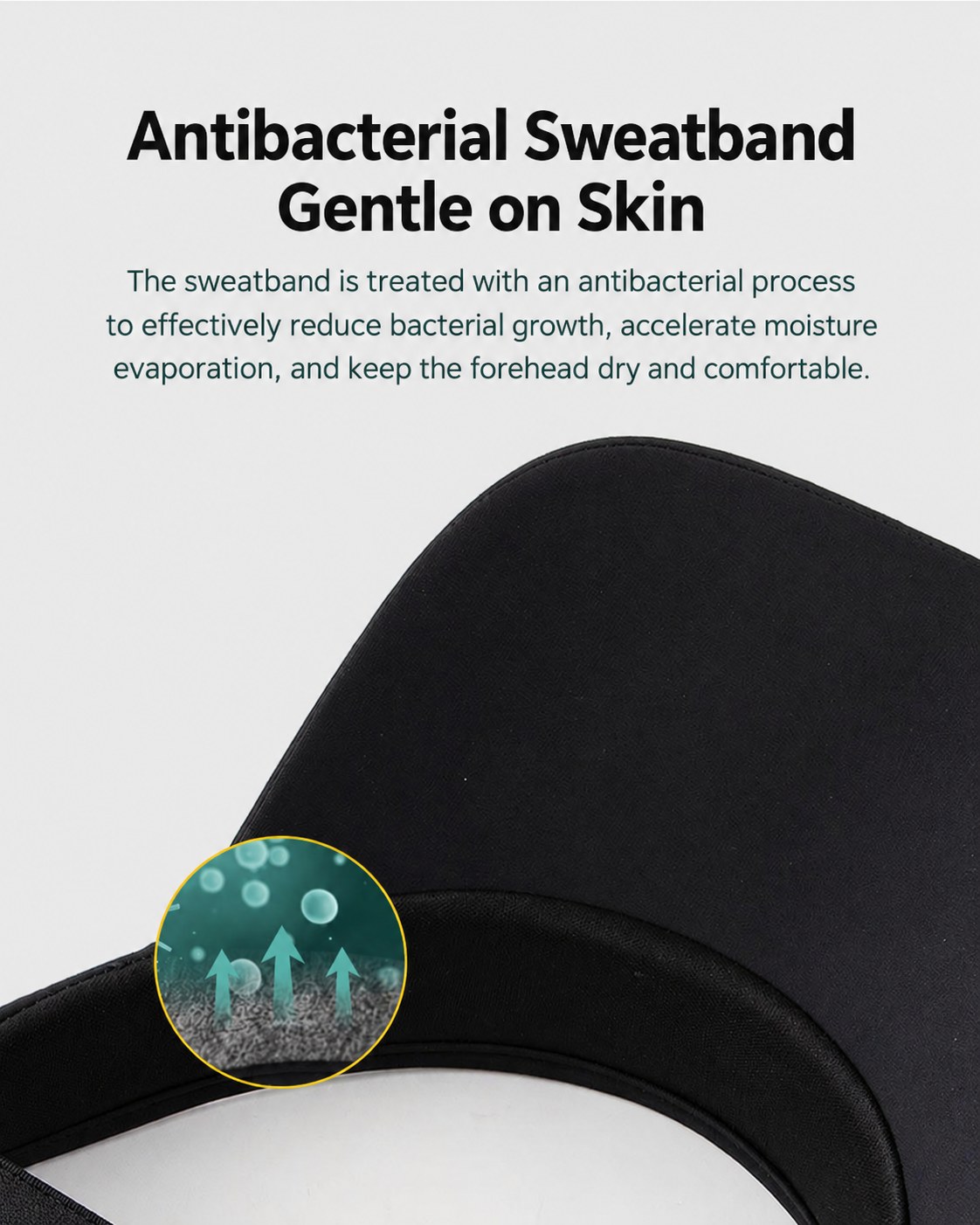 Soft sweatband detail inside custom sun visor