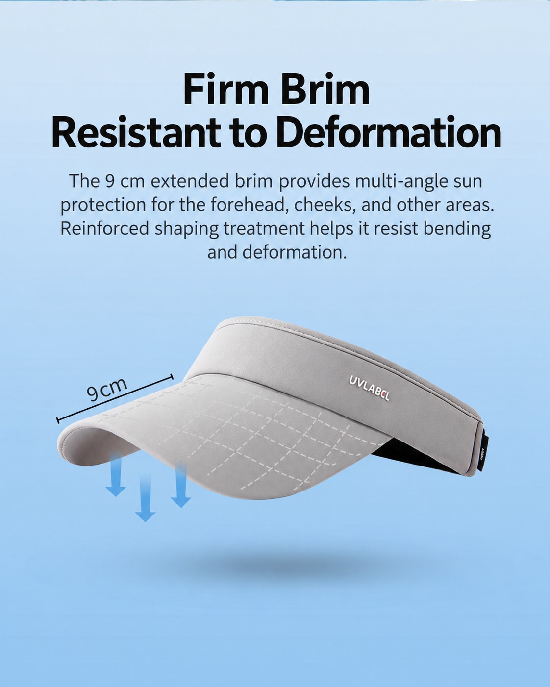 Reinforced 9 cm wide brim construction